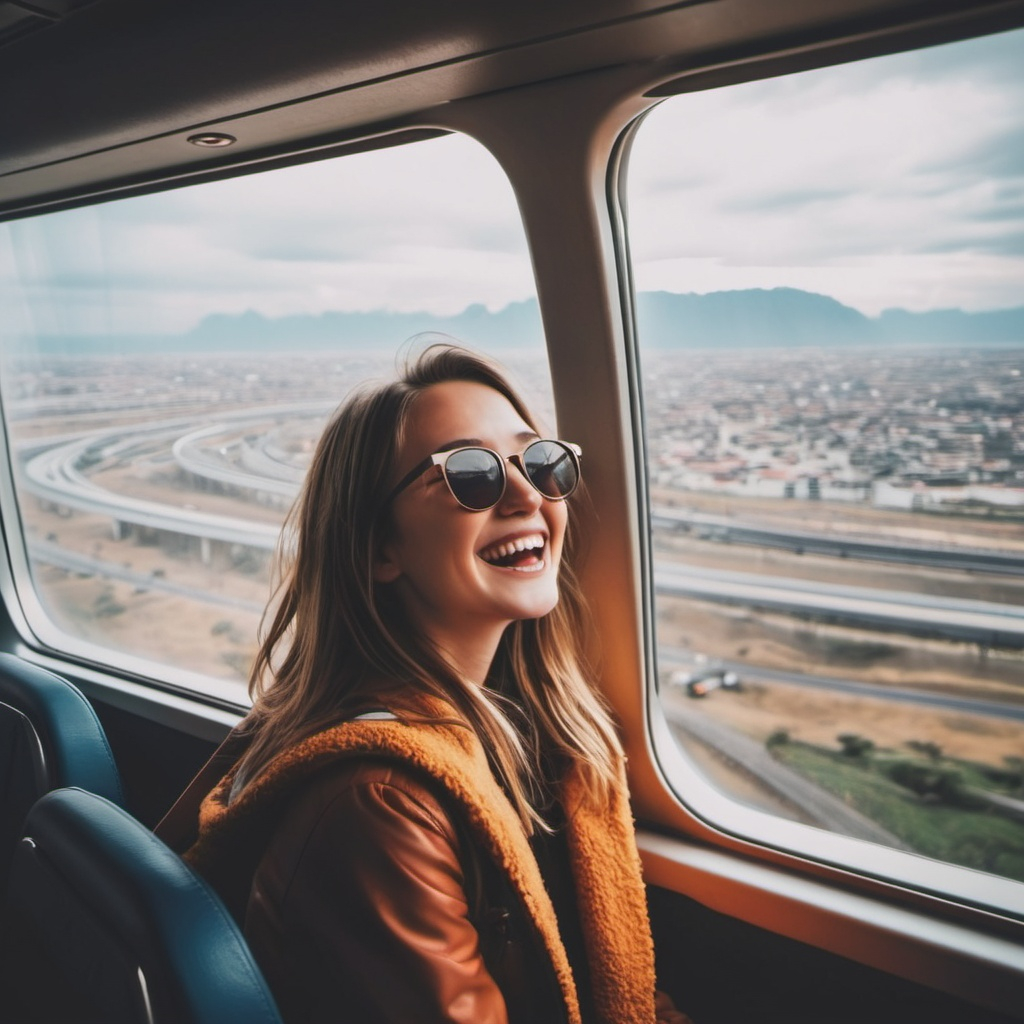 Happy woman in journey